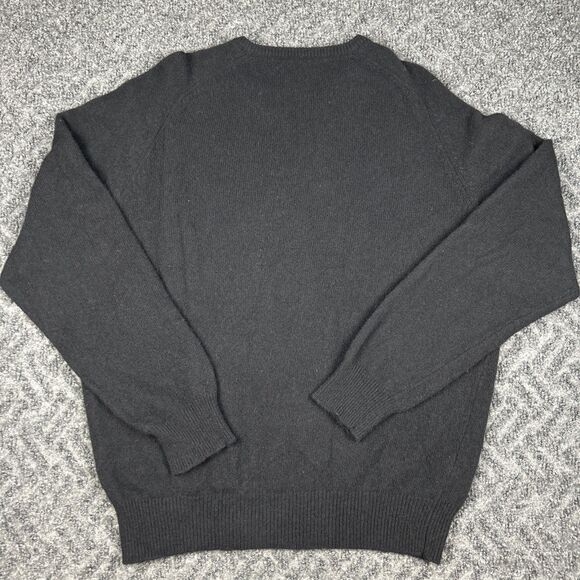 Polo Ralph Lauren Sweater Men's L Black 100% Lambs Wool V Neck Pullover Vintage - Picture 6 of 6